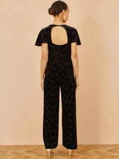 Foil Print Velvet Jumpsuit*Yumi Outlet
