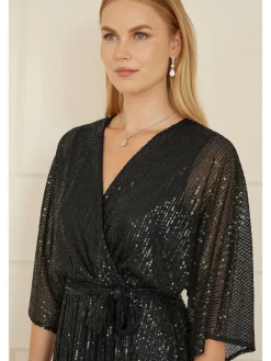 Midi wikkeljurk met kimono en pailletten*Yumi Clearance