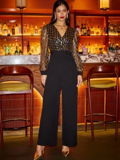 Sequin Wrap Over Jumpsuit*Yumi Clearance