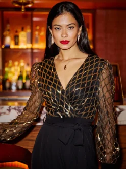 Sequin Wrap Over Jumpsuit*Yumi Clearance