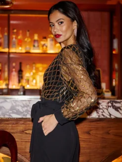 Sequin Wrap Over Jumpsuit*Yumi Clearance