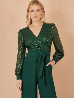 Sequin Wrap Over Jumpsuit*Yumi Clearance