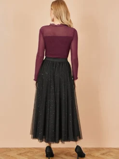 Sparkle Mesh Tulle Skirt With Satin Bow*Yumi Sale