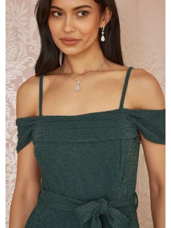 stretchy Bardot-jumpsuit met glitters*Yumi Outlet