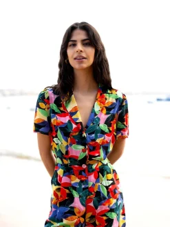 Tropical Leaf Print Playsuit*Yumi Clearance