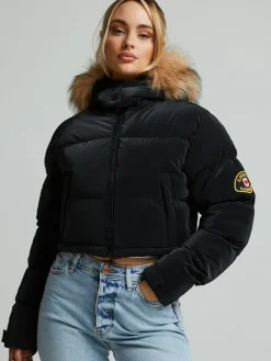 Womens Bellucci 2.0 Crop Puffer Black Jacket*Zavetti Canada Hot