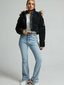 Womens Bellucci 2.0 Crop Puffer Black Jacket*Zavetti Canada Hot