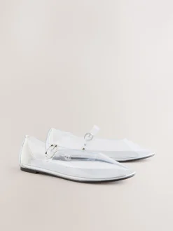 Zilver - Forever Comfort® Mary Jane-schoenen van vinyl met ronde neus*Next New