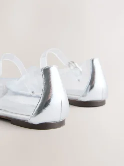 Zilver - Forever Comfort® Mary Jane-schoenen van vinyl met ronde neus*Next New