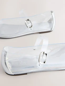 Zilver - Forever Comfort® Mary Jane-schoenen van vinyl met ronde neus*Next New