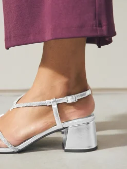 - Forever Comfort Square Toe Jewelled Strappy Block Heeled Sandals*Next Clearance