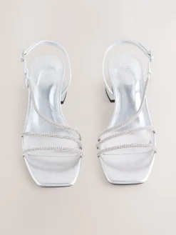 - Forever Comfort Square Toe Jewelled Strappy Block Heeled Sandals*Next Clearance