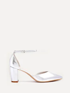 Zilver - Leona pumps met blokhak en dichte hiel*Linzi Outlet