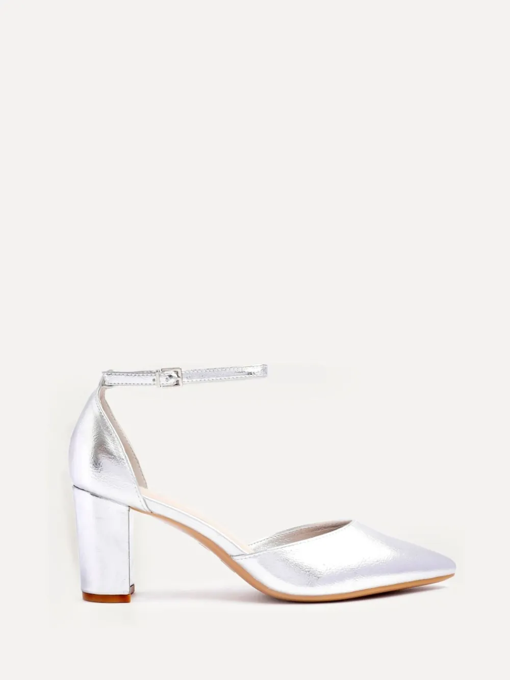 Zilver - Leona pumps met blokhak en dichte hiel*Linzi Outlet