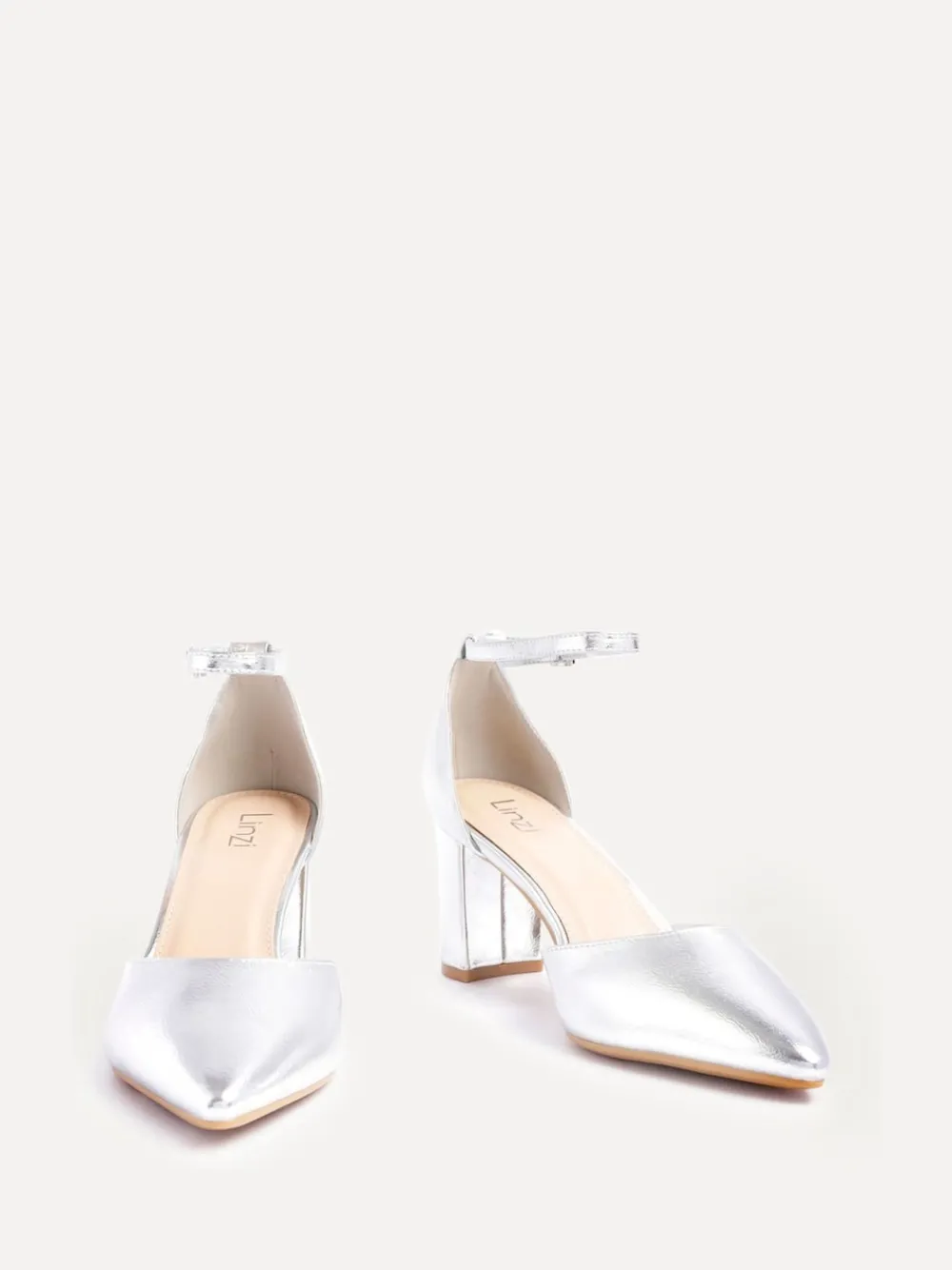 Zilver - Leona pumps met blokhak en dichte hiel*Linzi Outlet