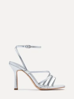 Zilver - Scarlett sandalen met bandjes, hak en enkelbandje*Linzi Online