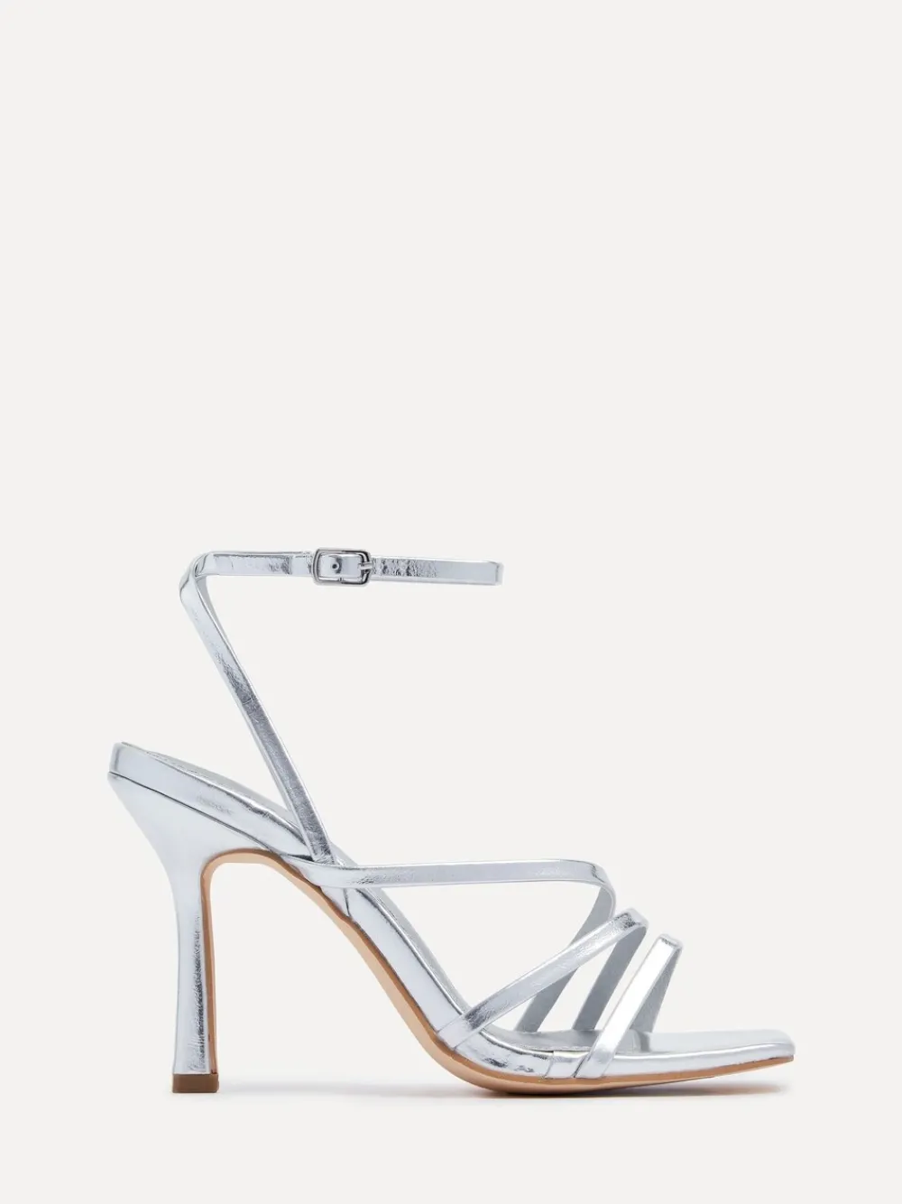 Zilver - Scarlett sandalen met bandjes, hak en enkelbandje*Linzi Online