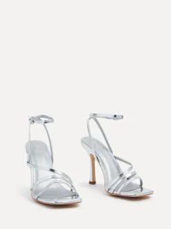 Zilver - Scarlett sandalen met bandjes, hak en enkelbandje*Linzi Online