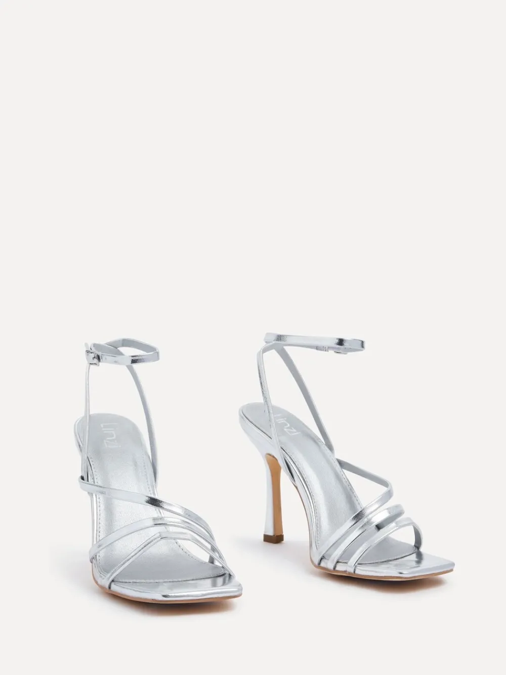 Zilver - Scarlett sandalen met bandjes, hak en enkelbandje*Linzi Online