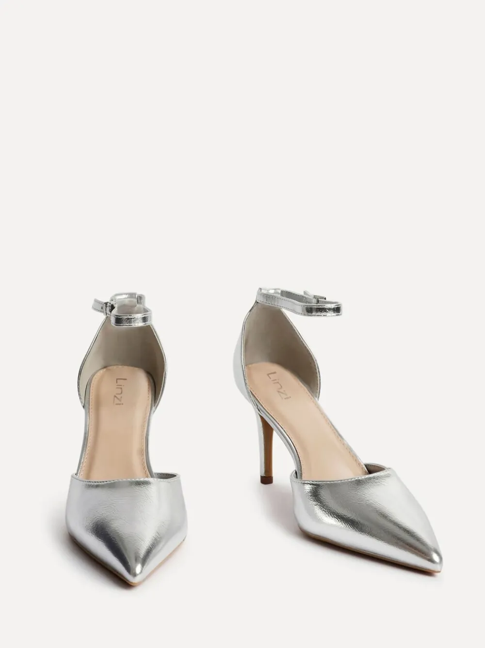 Zilver - Thea Stiletto pumps en hakken met gesloten rug en enkelbandje*Linzi Outlet
