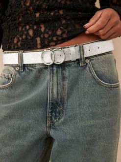 - Normale riem met glinsterende gesp met dubbele cirkel*Next Hot