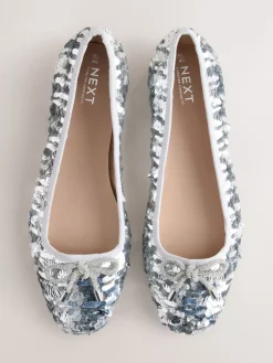 Zilveren lovertjes - Ballerina's met ronde neus*Next Online