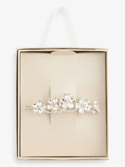 Zilverkleurig - Barrette haarspeld met glitterbloem voor bruiden*Next Outlet