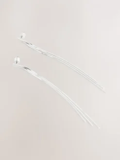 Zilverkleurig - Oorbellen met glinsterende hangers*Next New