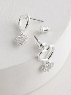 - Oorknopjes met glinsterend hartje met hanger*Next Outlet