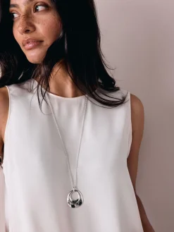 - Open Circle Drop Long Necklace*Next Sale