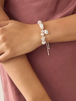 Zilverkleurig - Pearl Effect Popcorn Beaded Pully Bracelet*Next