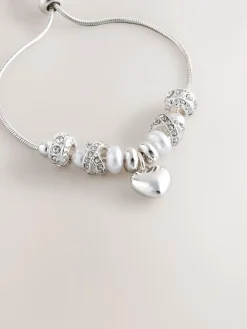 Zilverkleurig - Pearl Effect Popcorn Beaded Pully Bracelet*Next