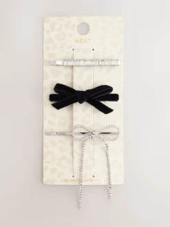 Zilverkleurig - Sparkle Bow Hair Slides 3 Pack*Next