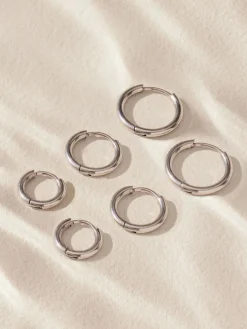 - Stainless Steel Graduated Huggie Hoop Earrings 3 Pack*Next Clearance
