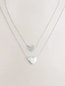 - Two Row Pavé Heart Necklace*Next Hot