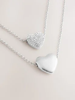 - Two Row Pavé Heart Necklace*Next Hot