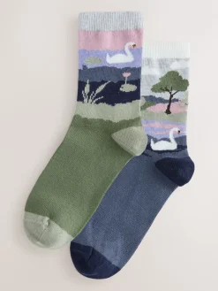 - Warm Handle Cotton Ankle Socks 2 Pack*Next