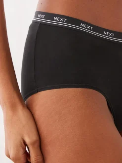 Zwart - 4 Katoenen slipjes met logotailleband*Next Online