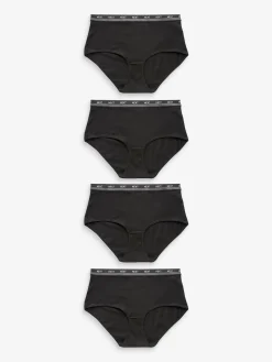 Zwart - 4 Katoenen slipjes met logotailleband*Next Online