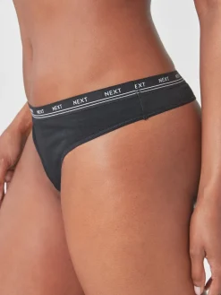 Zwart - 4 Katoenen slipjes met logotailleband*Next Best