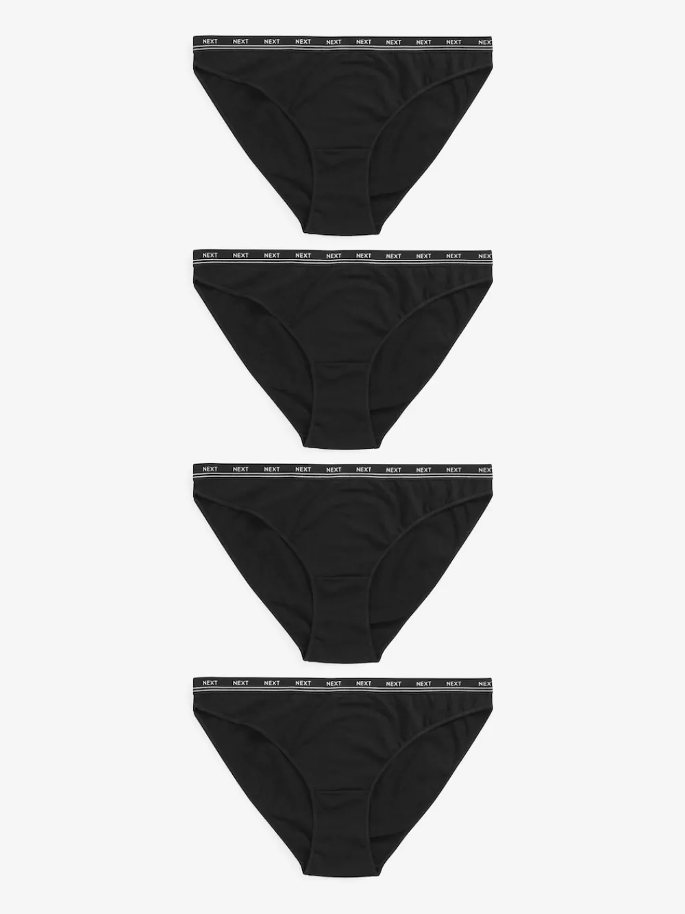 Zwart - 4 Katoenen slipjes met logotailleband*Next Sale