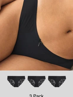 Zwart - 3 Niet-aftekenende slips met kanten achterkant*Next Discount