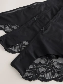 Zwart - 3 Niet-aftekenende slips met kanten achterkant*Next Discount