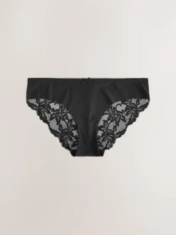 Zwart - 5 Niet-aftekenende slips met kanten achterkant*Next Outlet