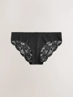 Zwart - 5 Niet-aftekenende slips met kanten achterkant*Next Outlet