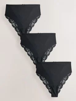 Zwart - 3 Niet-aftekenende slips met kanten achterkant*Next Best