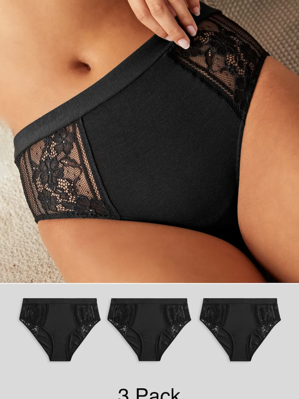 - 3 Slipjes van modal met kant*Next Clearance