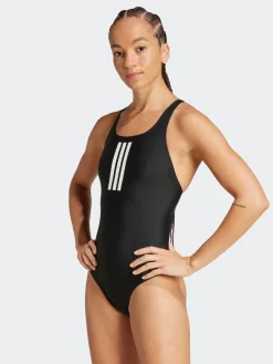 Zwart - adidas 3 badpak met strepen en V-rug* Online