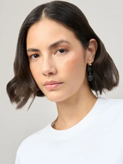 - Matte Sphere Drop Black Earrings*Aela Clearance