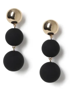 - Matte Sphere Drop Black Earrings*Aela Clearance